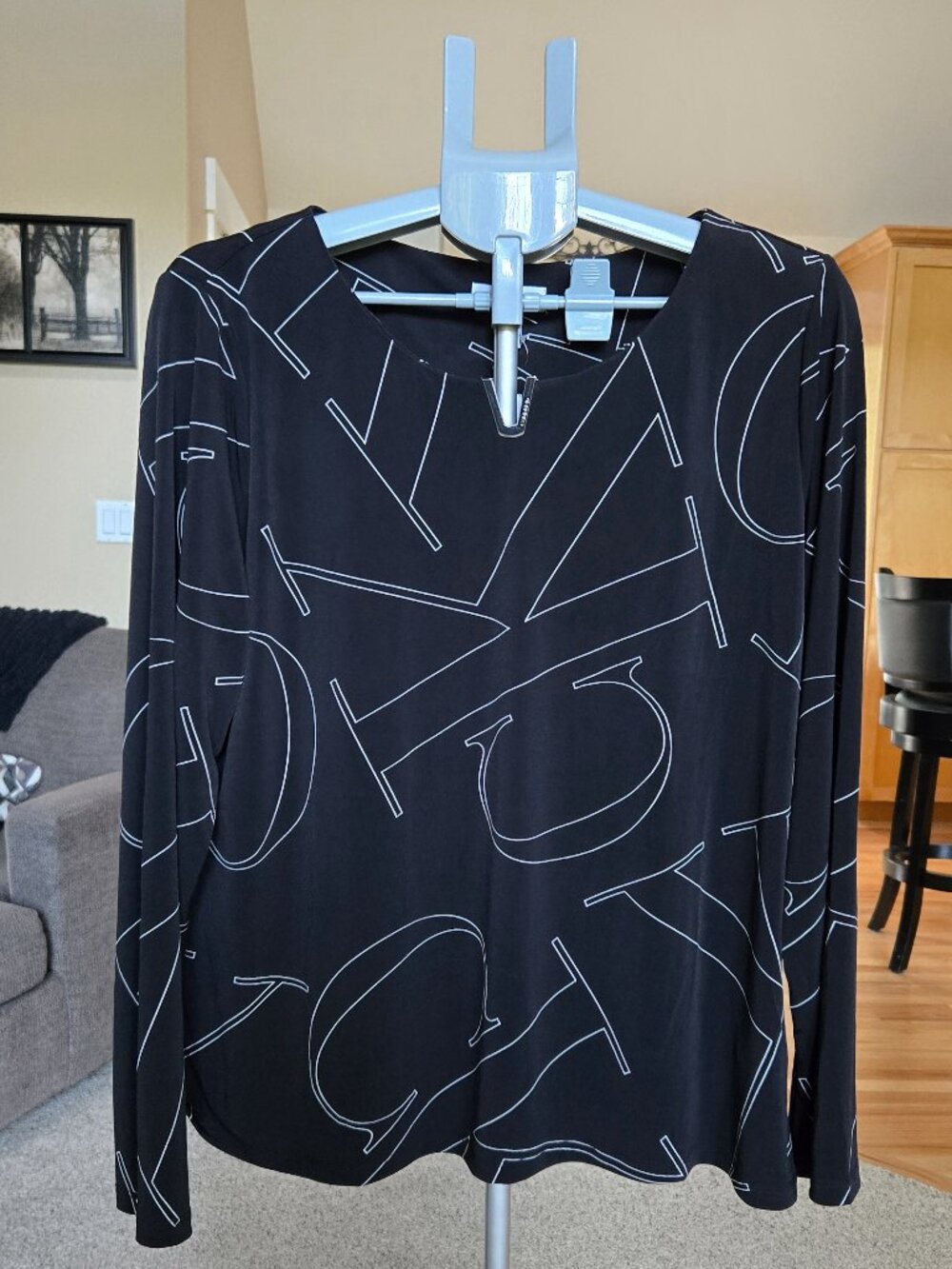 NWT Calvin Klein sz XL black / white monogram logo soft pullover top